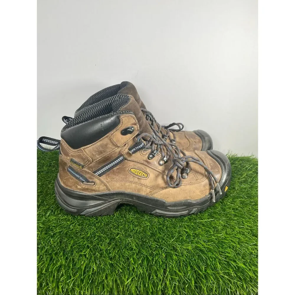 KEEN Waterproof Hiking Boots Mens Size 9 Brown Leather Outdoor Trail Work Shoes